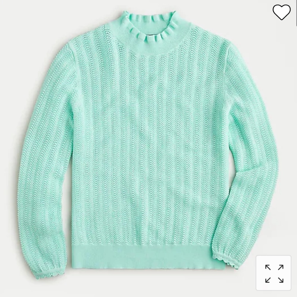 Pointelle ruffle mockneck sweater- J. Crew - Size S